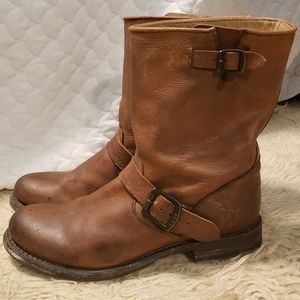 Frye "Jenny Engineer" Leather Buckle Boots